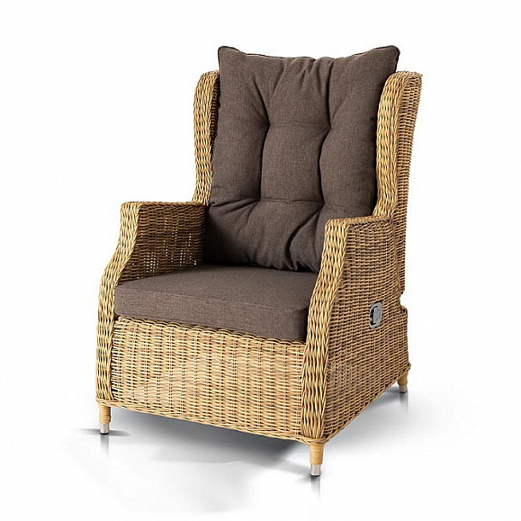 Плетеное кресло раскладное Форио 4SIS из искусственного ротанга, цвет соломенный фото 1