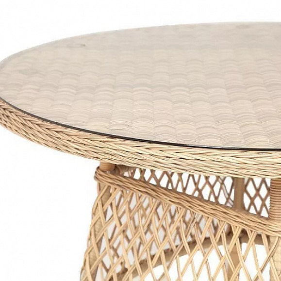 Плетеный круглый стол Эспрессо 4SIS из искусственного ротанга, цвет соломенный фото 3