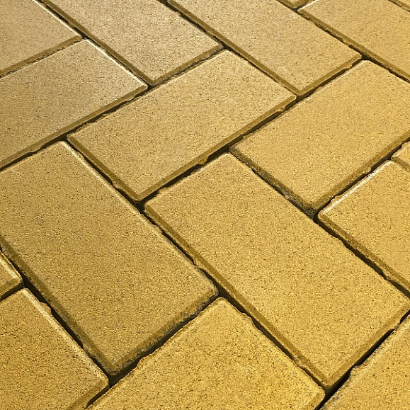 Тротуарная плитка Koldiz Брусчатка 100 мм Моно Желтый фото 1