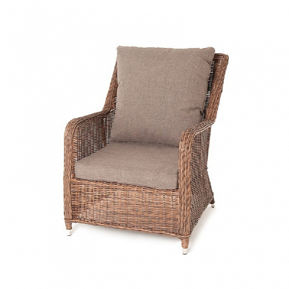 Плетеное кресло Гляссе 4SIS из искусственного ротанга, цвет коричневый фото 1