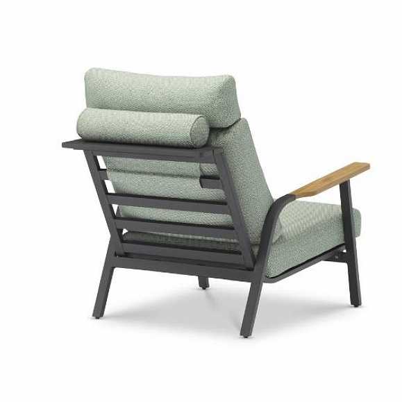Кресло Malmo Brafritid с пуфом, антрацит/зелёный, алюминий/тик фото 2