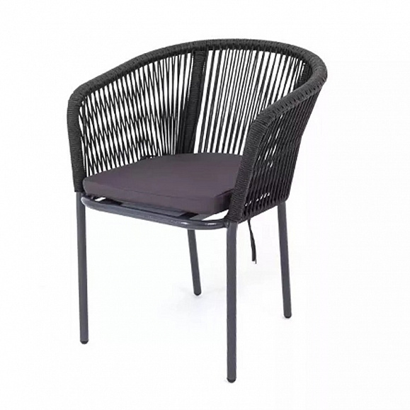 Плетеный стул Марсель 4SIS из роупа (веревки), цвет темно-серый фото 1
