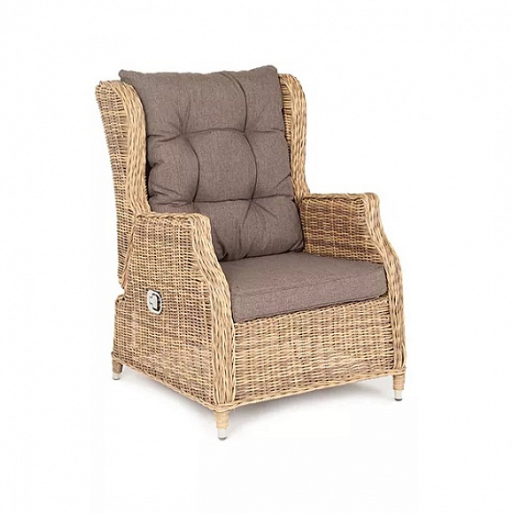 Плетеное кресло раскладное Форио 4SIS из искусственного ротанга, цвет соломенный фото 4
