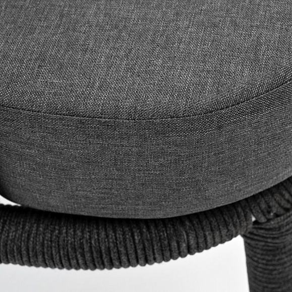 Кресло плетеное Верона 4SIS из роупа, каркас алюминий темно-серый (RAL7024) шагрень, роуп темно-серый круглый, ткань темно-серая фото 4