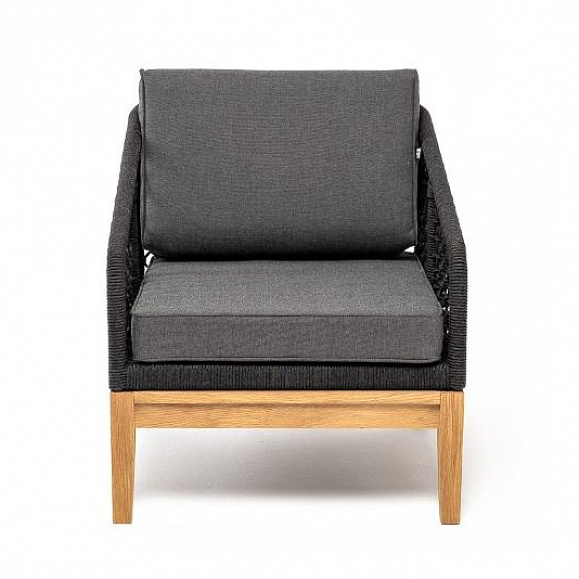 Кресло Канны 4SIS из роупа (веревки) узелкового плетения, основание дуб, цвет темно-серый фото 3