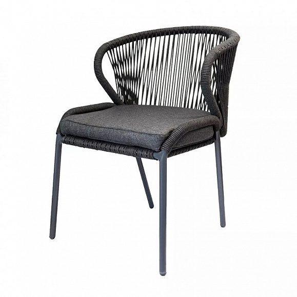 Плетеный стул Милан 4SIS из роупа (веревки), цвет темно-серый фото 1