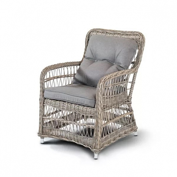 Кресло Цесена 4SIS из искусственного ротанга, цвет серо-соломенный фото 1