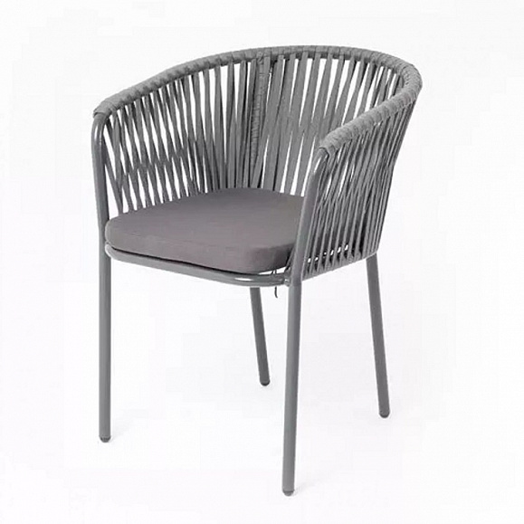 Плетеный стул Бордо 4SIS из роупа (веревки), цвет серый фото 1