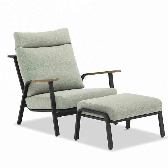 Кресло Malmo Brafritid с пуфом, антрацит/зелёный, алюминий/тик фото 1