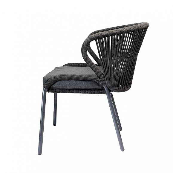 Плетеный стул Милан 4SIS из роупа (веревки), цвет темно-серый фото 3