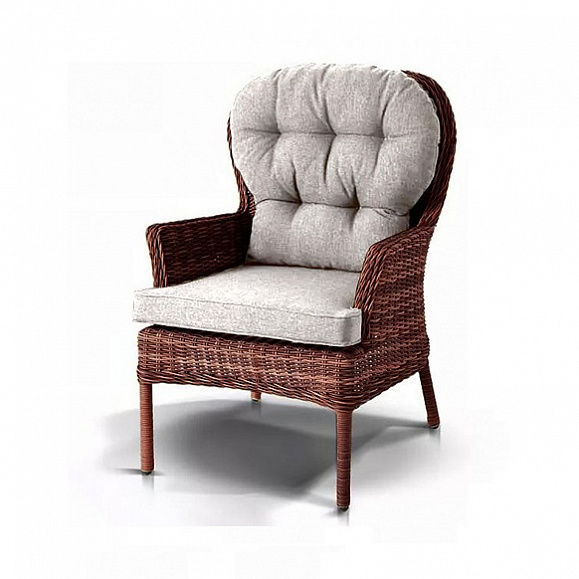 Плетеное кресло Алиса 4SIS из искусственного ротанга, цвет коричневый фото 1