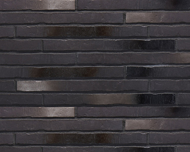 Клинкерная фасадная плитка Stroeher RIEGEL 50, 453-siber-schwarz, арт. 7750, 490x40x14 мм