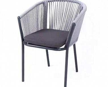 Плетеный стул Марсель 4SIS из роупа (веревки), цвет светло-серый, каркас темно-серый