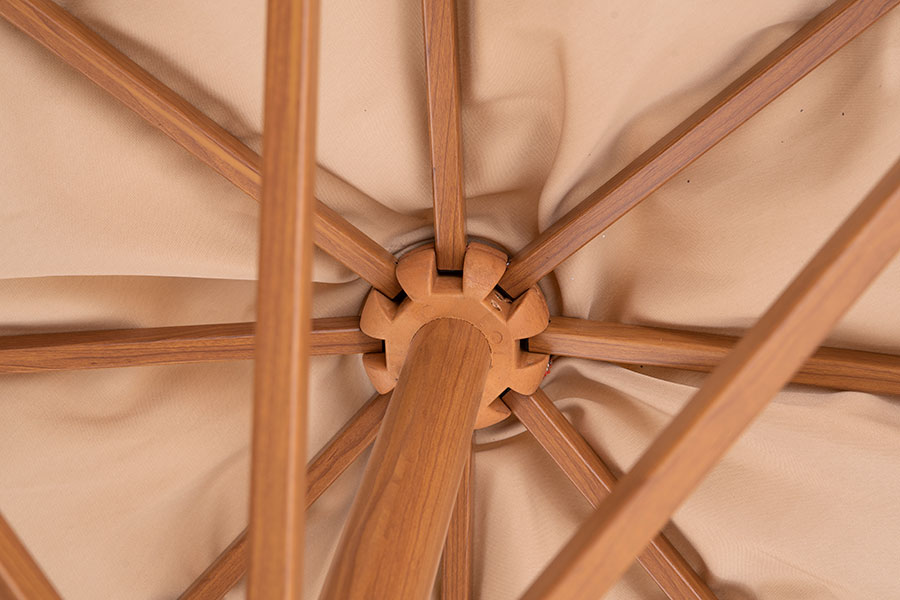 Корсика зонт уличный 3х3м на боковой алюминиевой опоре, цвет под дерево фото 6