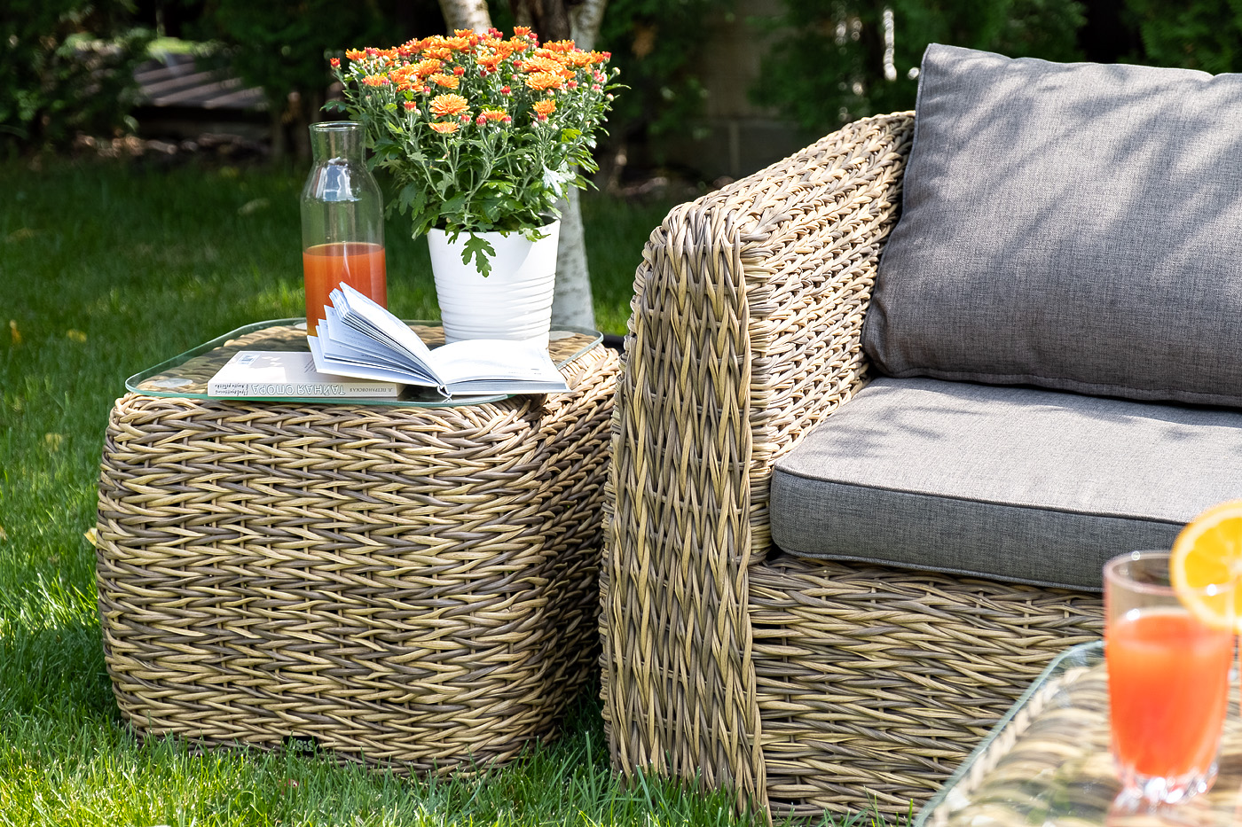 Кальяри кофейный столик из искусственного ротанга (гиацинт), цвет соломенный фото 3