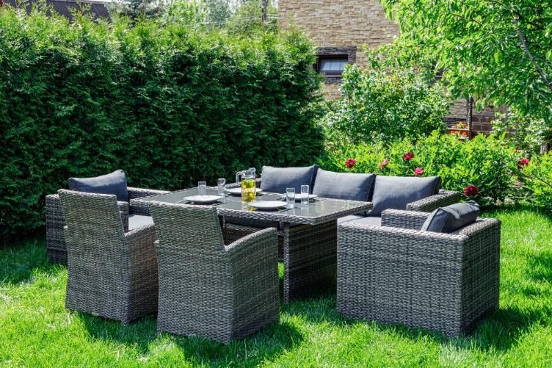 Обеденный комплект Karl plus Royal Family из искусственного ротанга, цвет серый фото 1