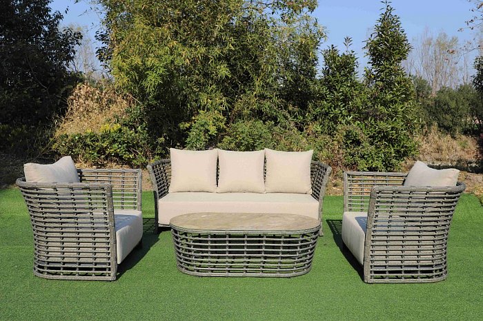 Лаунж-Зона Валенсия 4SIS из искусственного ротанга, цвет серый фото 1