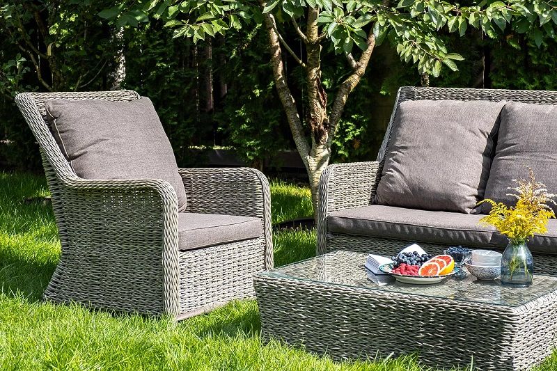 Диван трехместный Гляссе 4SIS из искусственного ротанга (гиацинт), цвет графит фото 6