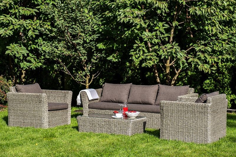 Диван трехместный Капучино 4SIS из искусственного ротанга (гиацинт), цвет графит фото 5
