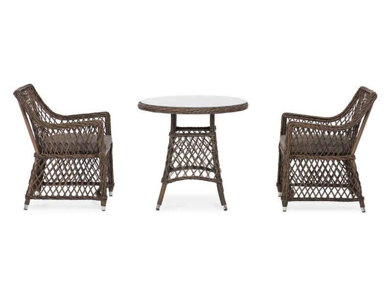 Обеденная группа Эспрессо-80 L 4SIS из искусственного ротанга, цвет коричневый фото 4