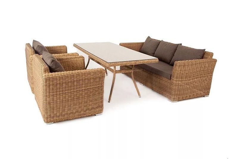 Обеденная группа Моккачино 4SIS из искусственного ротанга, цвет соломенный фото 2