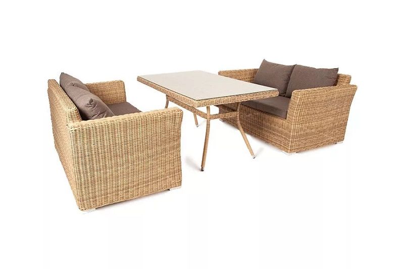 Обеденная группа Мокко 4SIS из искусственного ротанга, цвет соломенный фото 3