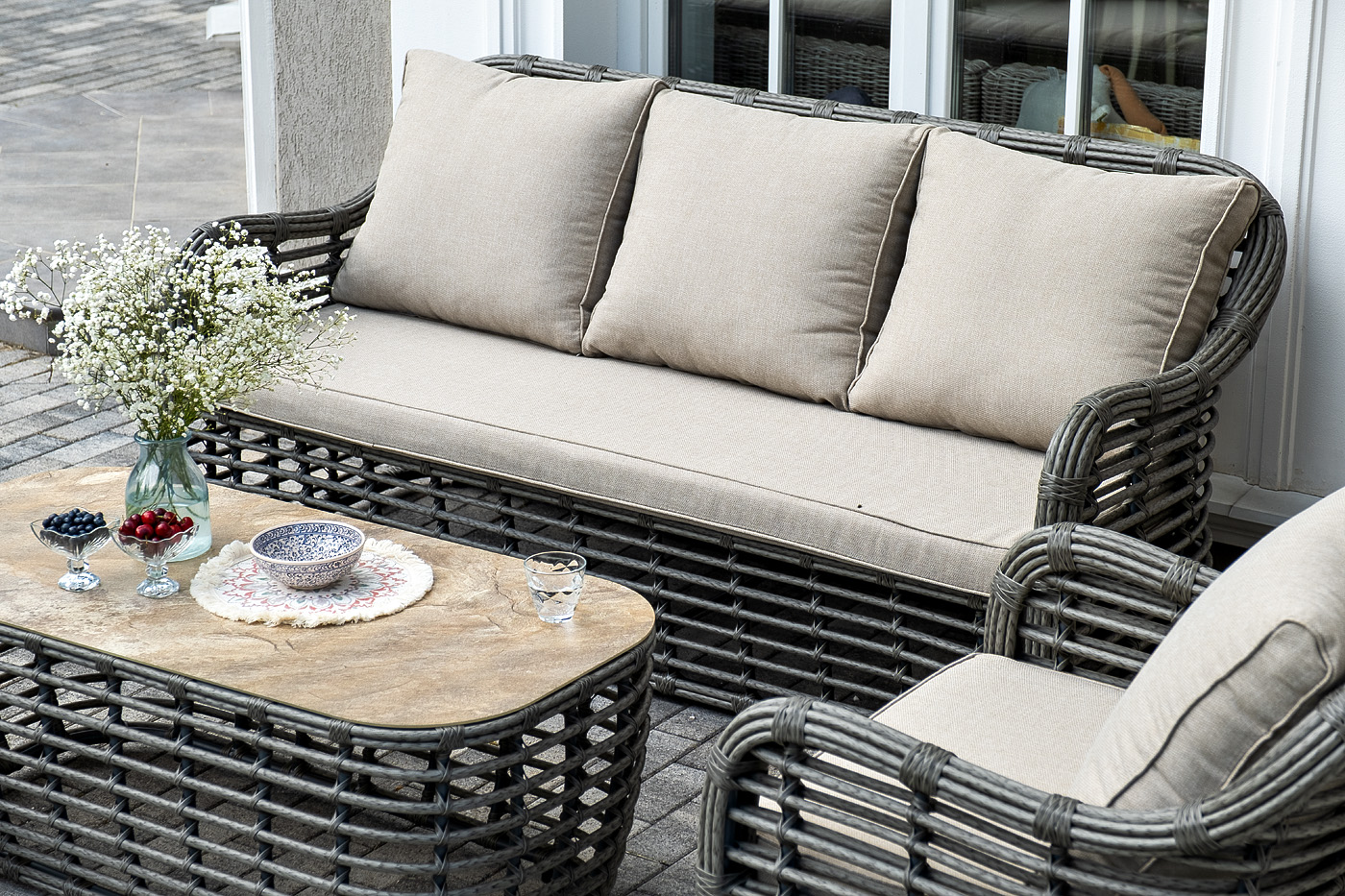 Ницца лаунж-зона из искусственного ротанга, цвет бронзовый фото 7