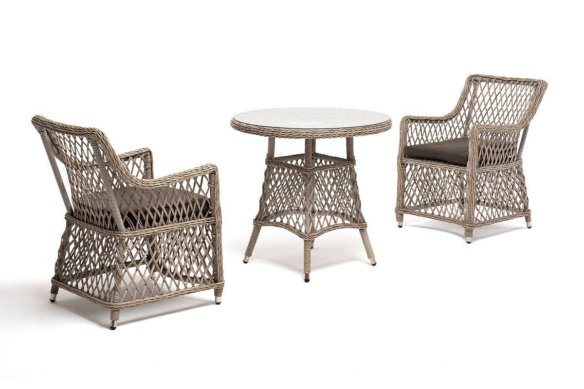 Обеденная группа Эспрессо-80 L 4SIS из искусственного ротанга, цвет бежевый фото 7