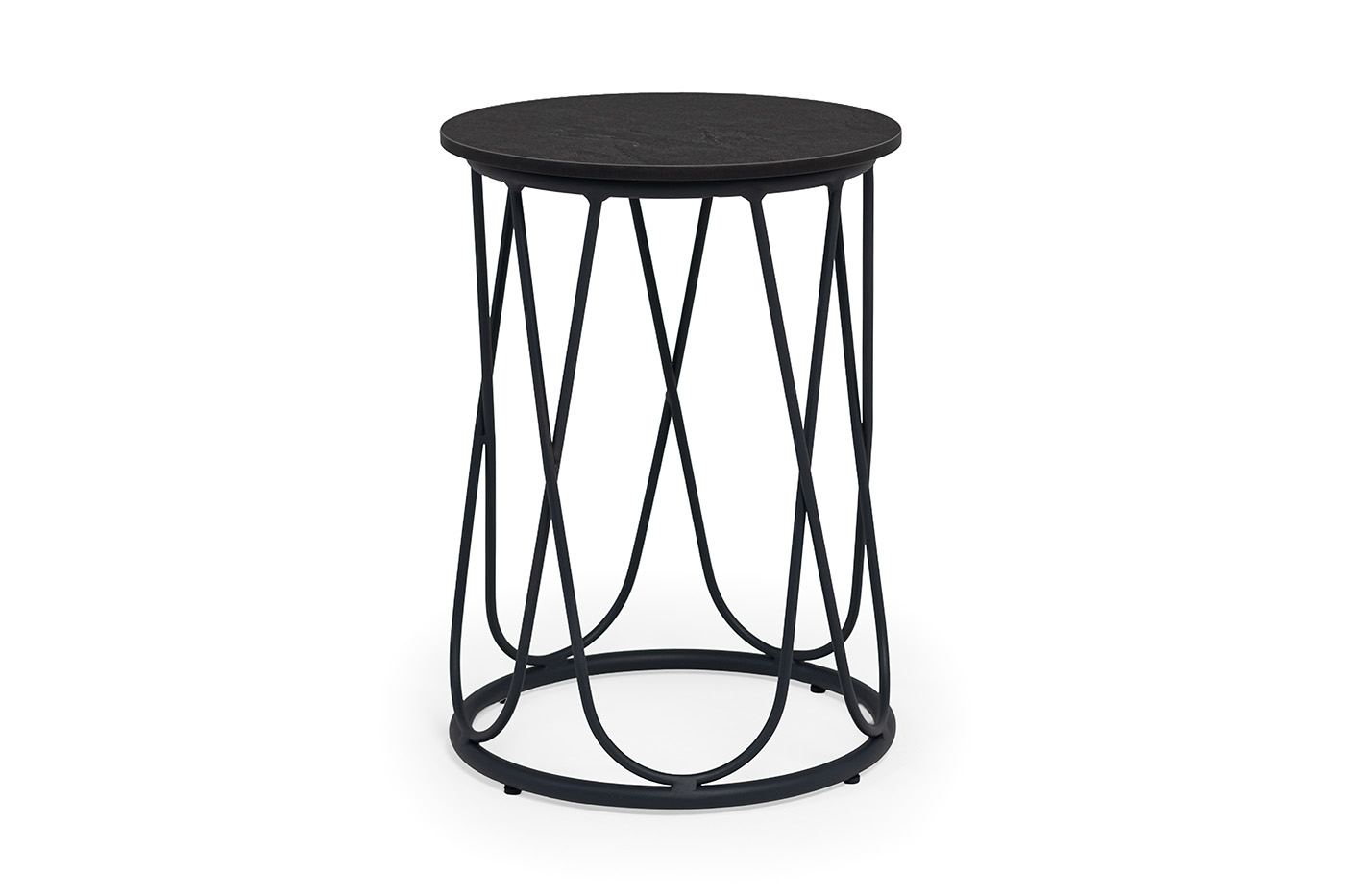 Перу журнальный стол из HPL круглый Ø40 H55, каркас из алюминия темно-серый (RAL 7024) муар, цвет столешницы серый гранит фото 1