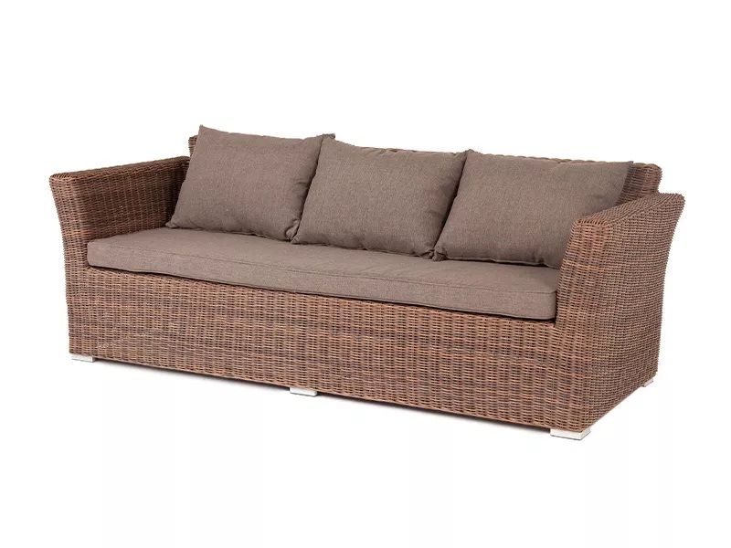 Диван трехместный Капучино 4SIS из искусственного ротанга, цвет коричневый фото 1