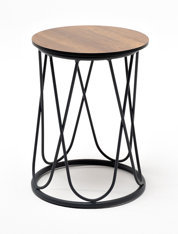 Перу журнальный стол из HPL круглый Ø40 H55, каркас из алюминия темно-серый (RAL 7024) муар, цвет столешницы дуб фото 1