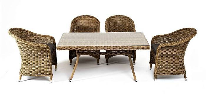 Обеденная Латте–140 R 4SIS группа плетеная, цвет соломенный фото 1