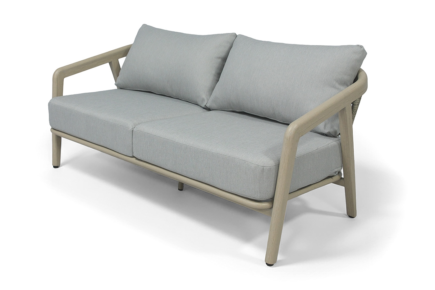 Брюссель диван двухместный из искусственного ротанга, цвет серый, каркас под дерево (холодно-бежевый) фото 1