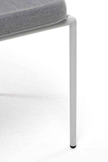 Стул Диего 4SIS плетеный из роупа, каркас из стали светло-серый (RAL7035) муар, роуп бежевый круглый, ткань светло-серая фото 2