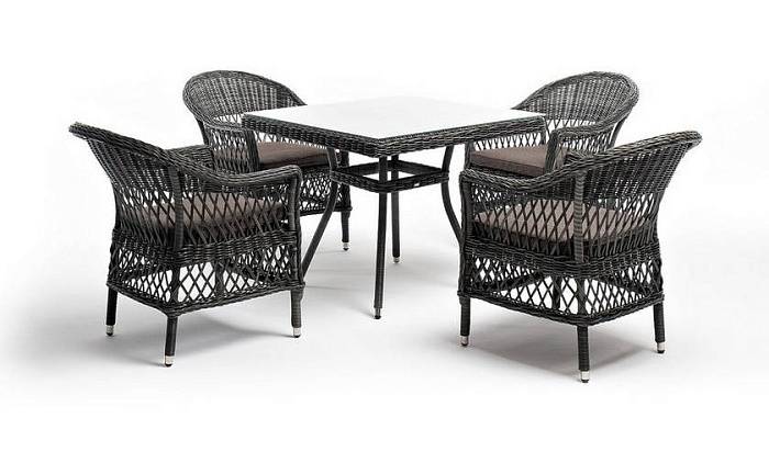 Обеденная Сицилия 4SIS группа плетеная, цвет графит фото 2