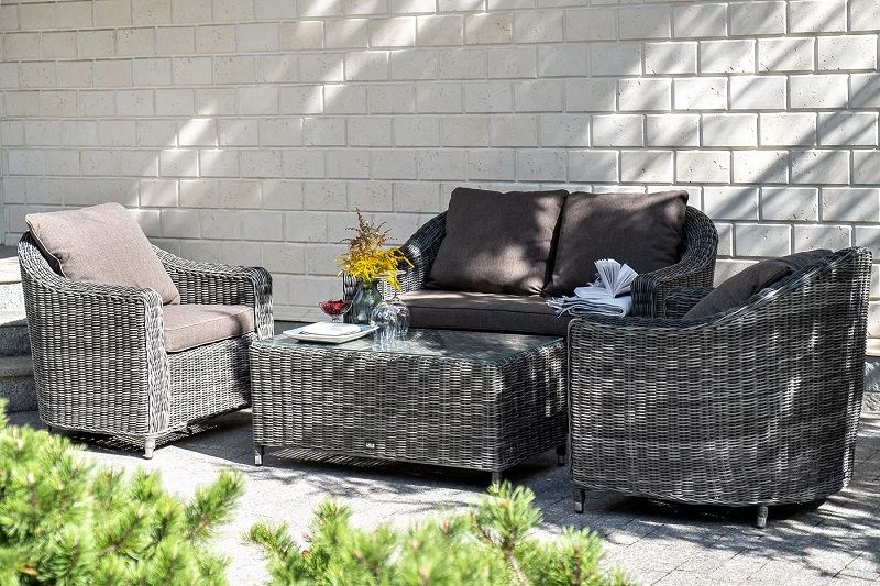 Диван двухместный Кон Панна 4SIS из искусственного ротанга, цвет графит фото 5
