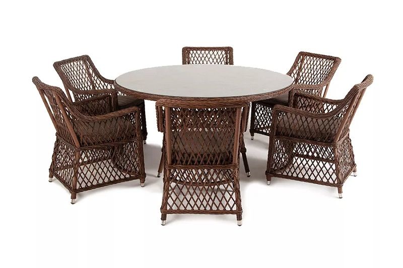 Обеденная группа Эспрессо-150 L 4SIS из искусственного ротанга, цвет коричневый фото 2