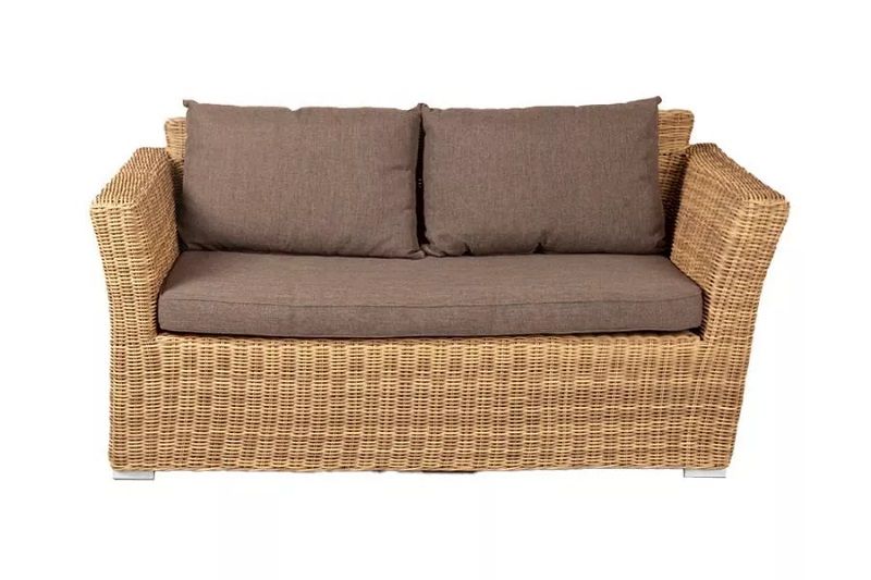 Диван двухместный Капучино 4SIS из искусственного ротанга, цвет соломенный фото 2