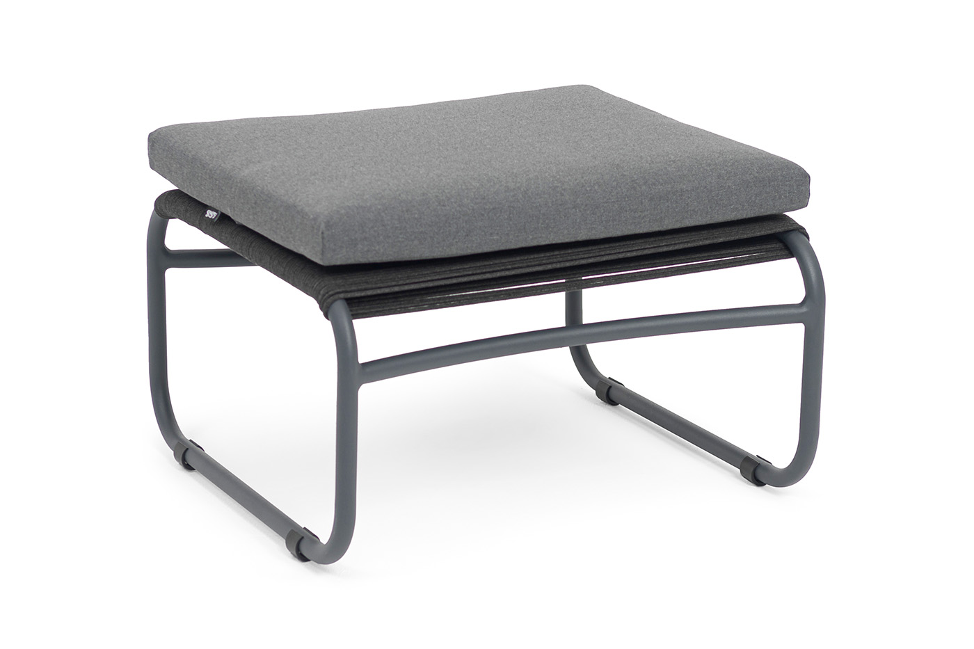 Ането пуф плетеный из роупа, каркас алюминий темно-серый (RAL7024) муар, роуп темно-серый круглый фото 3