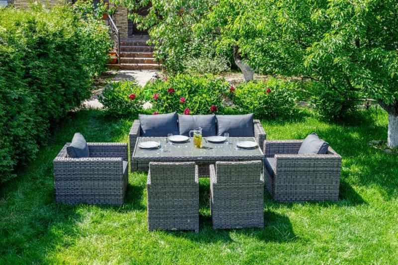 Обеденный комплект Karl plus Royal Family из искусственного ротанга, цвет серый фото 5