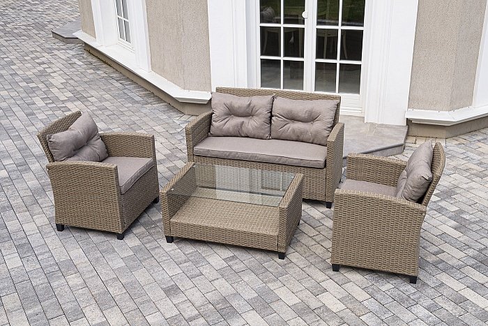 Лаунж-Зона Филадельфия 4SIS из искусственного ротанга, цвет соломенный фото 1