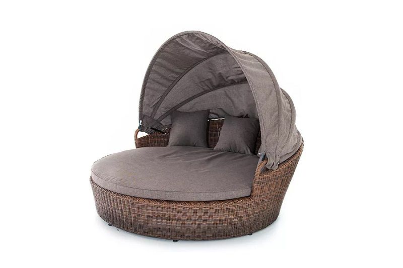 Плетеная кровать круглая Стильяно 4SIS из искусственного ротанга, цвет коричневый фото 3