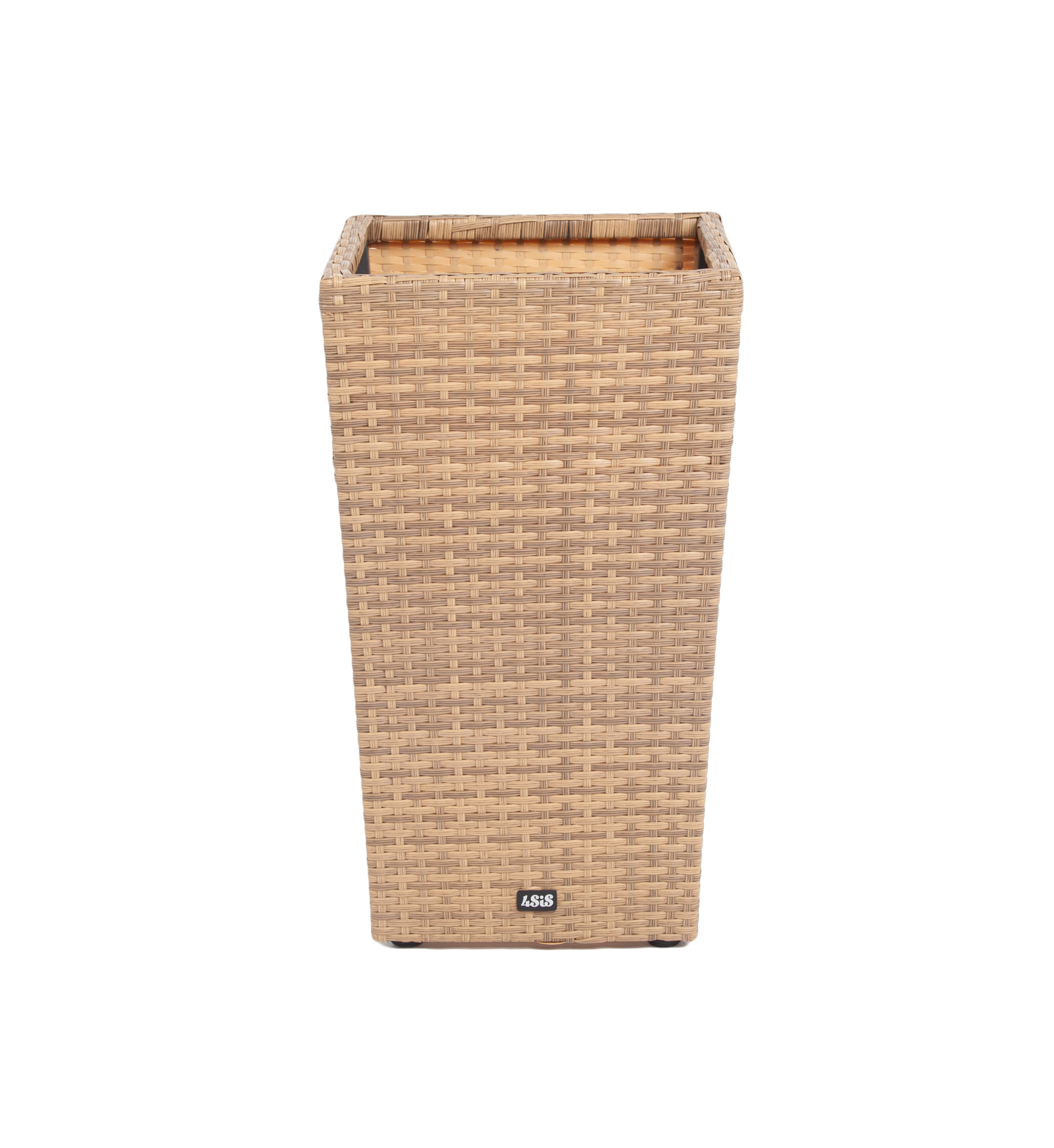 Капучино кашпо для цветов плетеное из искусственного ротанга, цвет соломенный фото 5