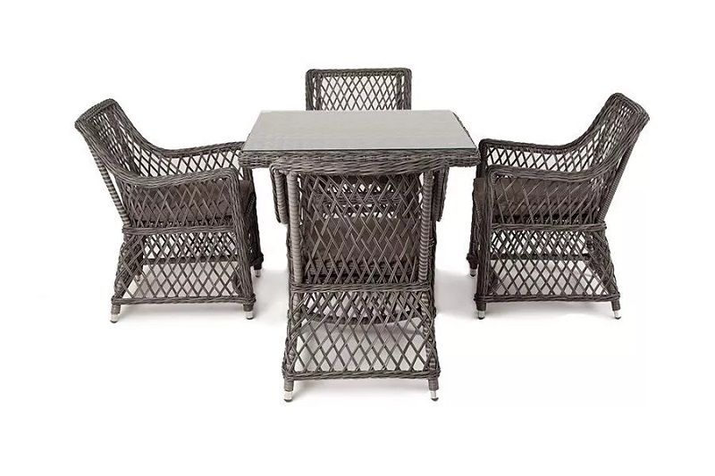 Плетеная обеденная группа Айриш 4SIS из искусственного ротанга, цвет графит фото 2