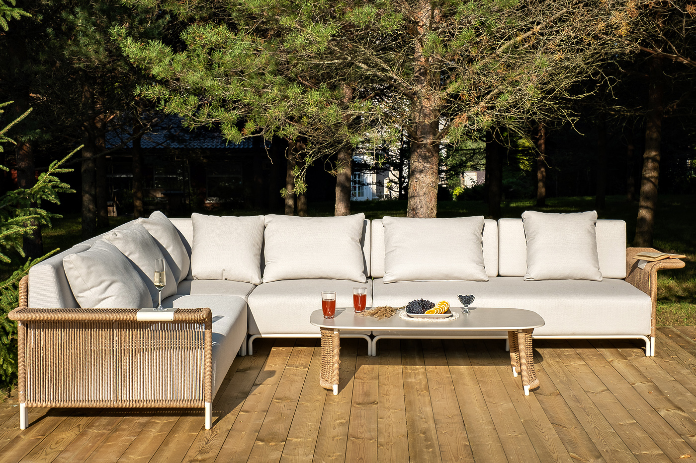 Мальдивы трансформирующаяся лаунж-зона из искусственного ротанга, цвет соломенный фото 1