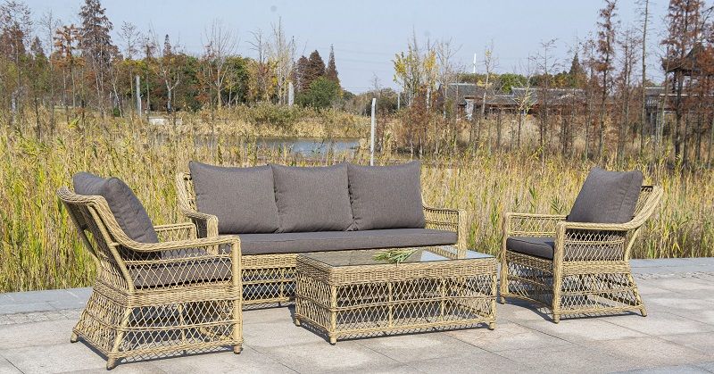 Стол журнальный Гранд Латте 4SIS из искусственного ротанга, цвет соломенный фото 6