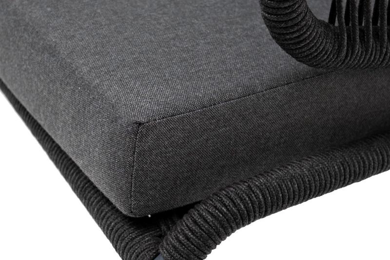 Диван трехместный Милан 4SIS из роупа (веревки), каркас алюминий темно-серый (RAL7024), роуп темно-серый круглый, ткань темно-серая фото 8