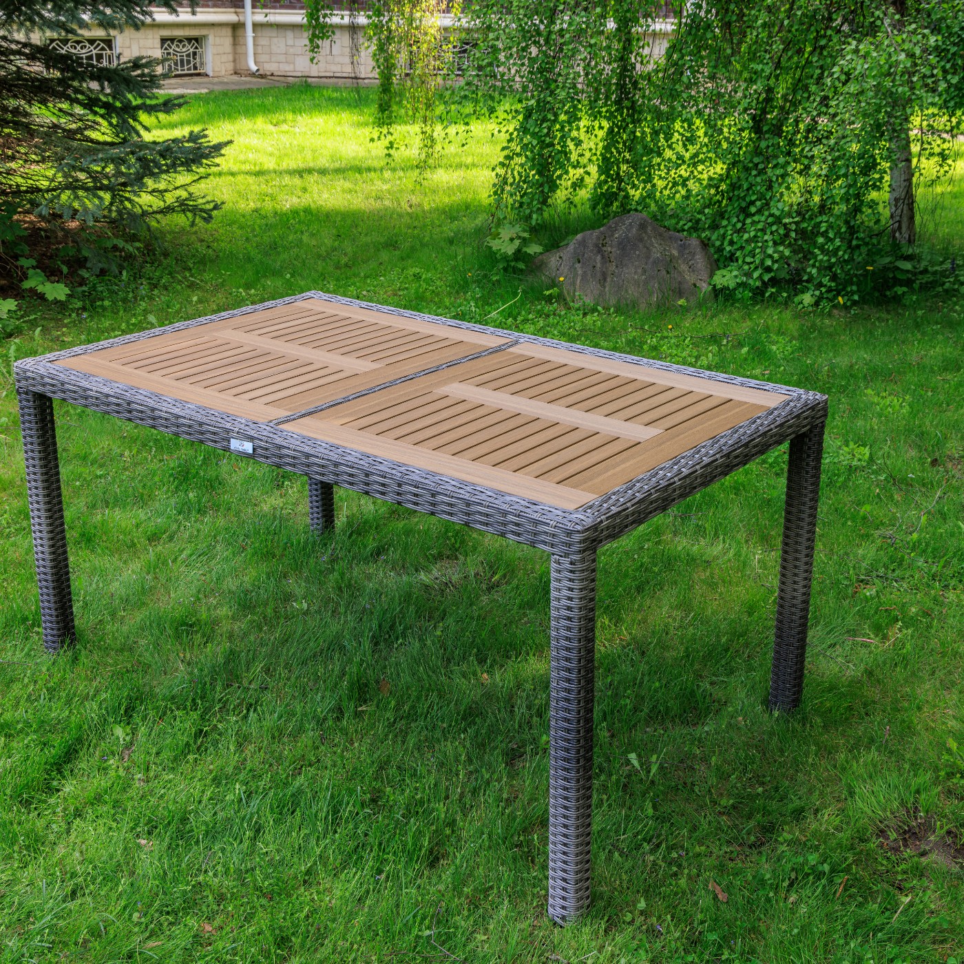 Обеденный стол Amelia Royal Family из искусственного ротанга 150 см, цвет серый фото 2