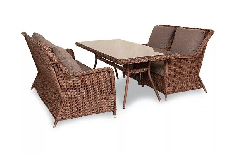 Обеденная группа Гляссе 4SIS из искусственного ротанга, цвет коричневый фото 2