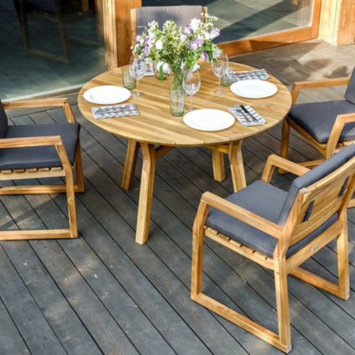 Стол садовый обеденный из акации MODENA круглый 116 см Joygarden фото 2
